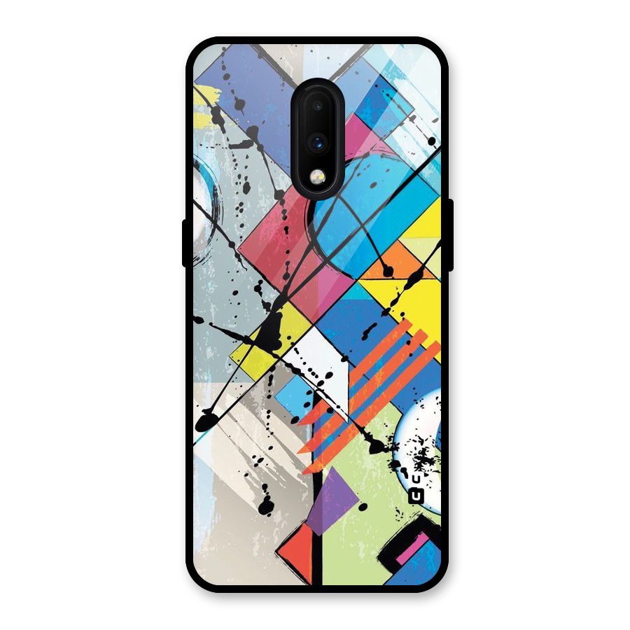 Abstract Paint Shape Glass Back Case for OnePlus 7