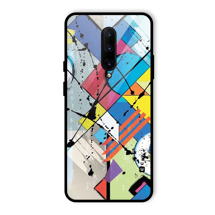 Abstract Paint Shape Glass Back Case for OnePlus 7 Pro