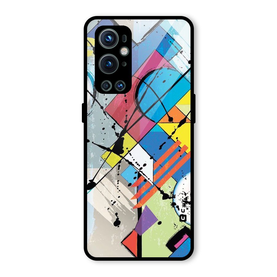Abstract Paint Shape Glass Back Case for OnePlus 9 Pro