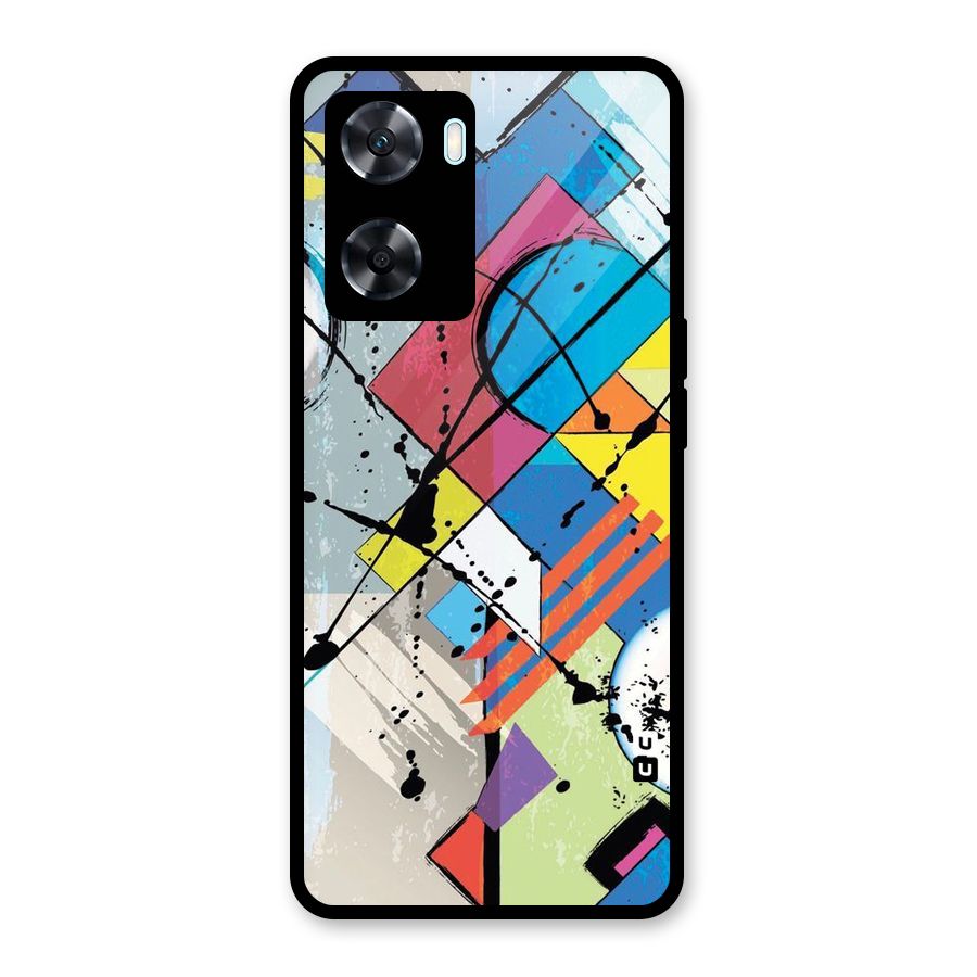 Abstract Paint Shape Glass Back Case for Oppo A77