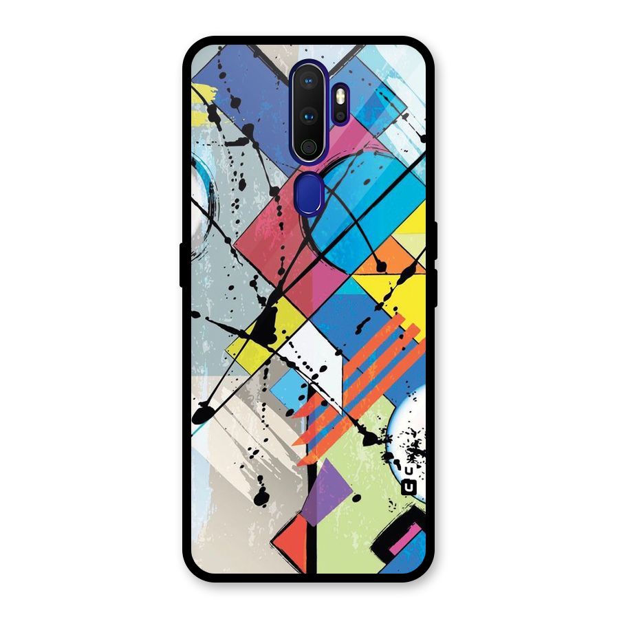 Abstract Paint Shape Glass Back Case for Oppo A9 (2020)