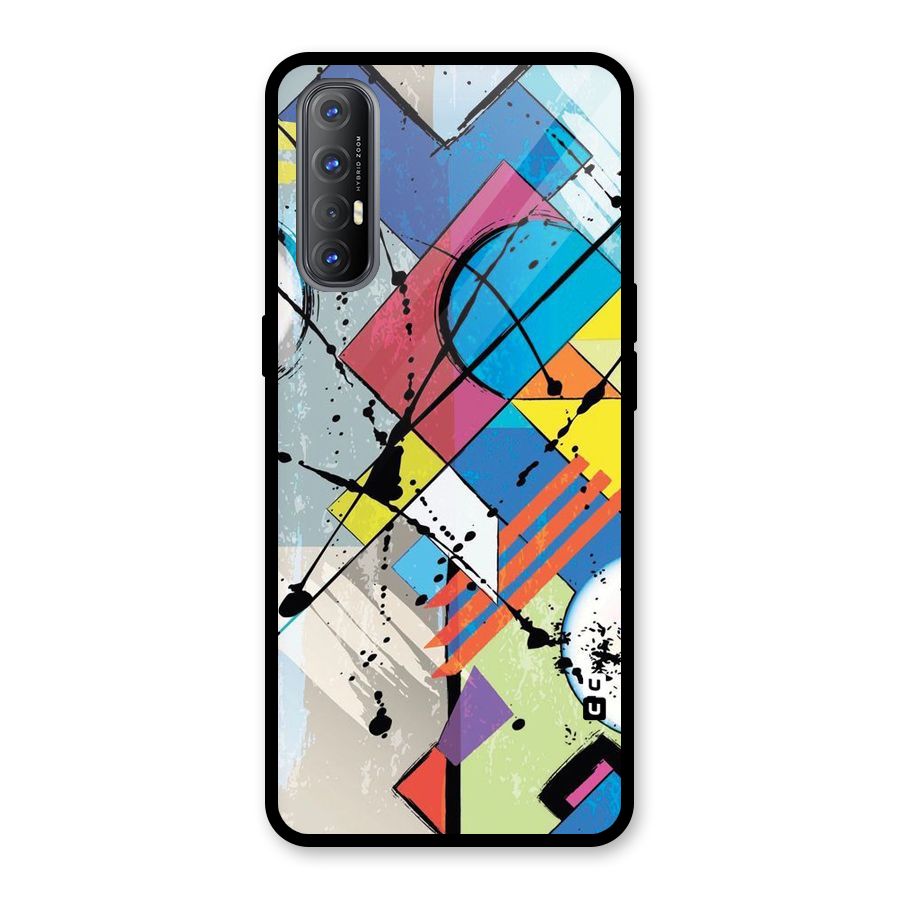Abstract Paint Shape Glass Back Case for Oppo Reno3 Pro