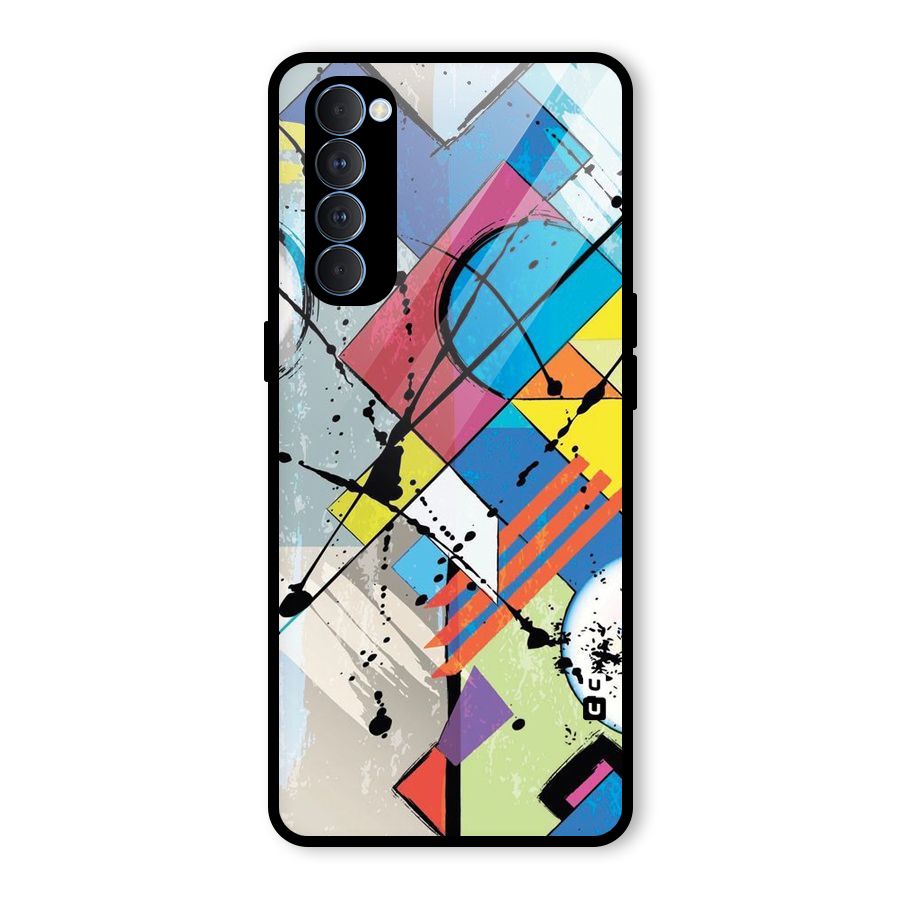 Abstract Paint Shape Glass Back Case for Oppo Reno4 Pro