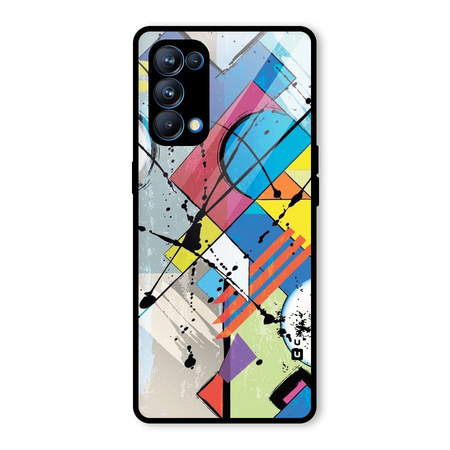 Abstract Paint Shape Glass Back Case for Oppo Reno5 Pro 5G