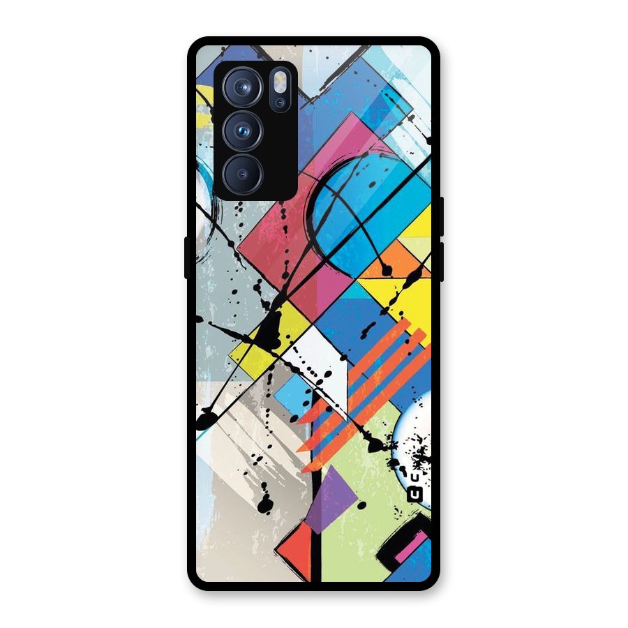 Abstract Paint Shape Glass Back Case for Oppo Reno6 Pro 5G