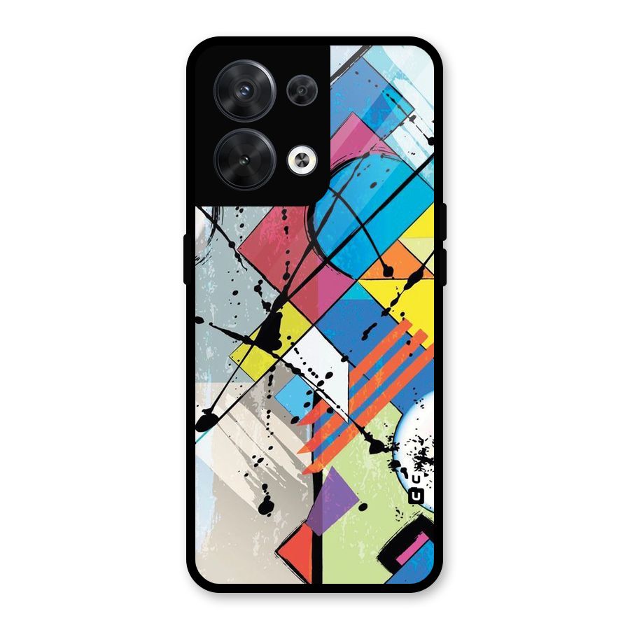 Abstract Paint Shape Glass Back Case for Oppo Reno8 5G
