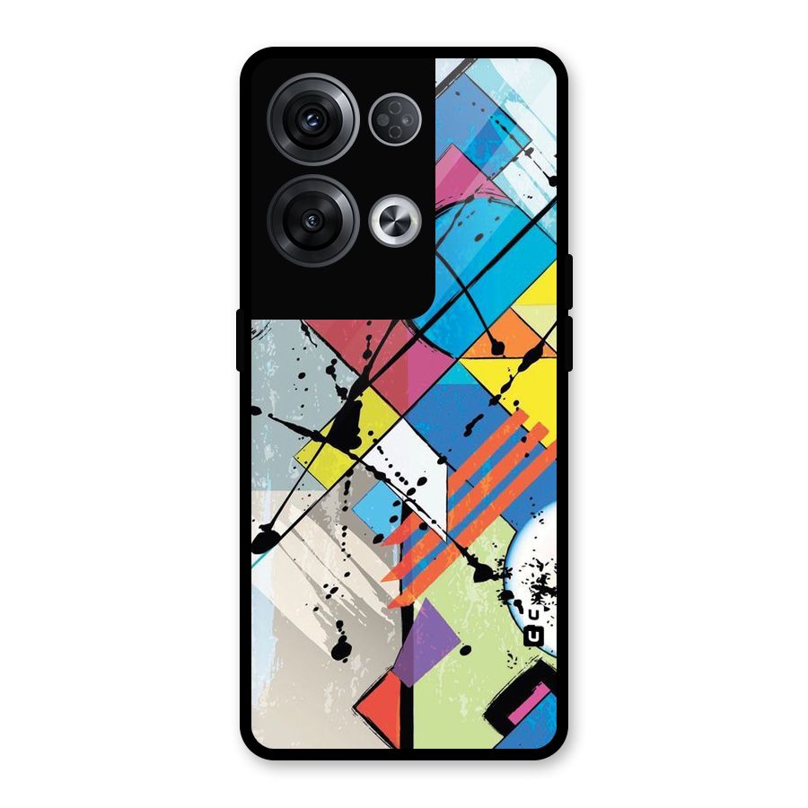 Abstract Paint Shape Glass Back Case for Oppo Reno8 Pro 5G