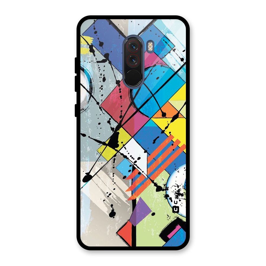 Abstract Paint Shape Glass Back Case for Poco F1