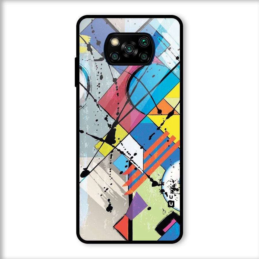 Abstract Paint Shape Glass Back Case for Poco X3