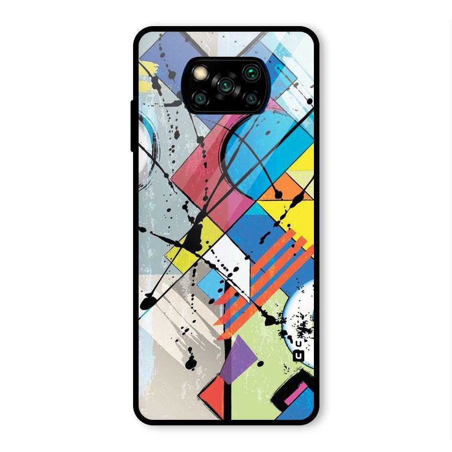 Abstract Paint Shape Glass Back Case for Poco X3 Pro
