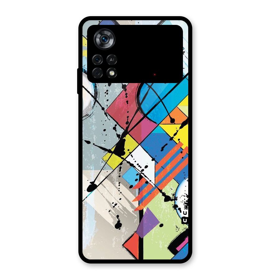 Abstract Paint Shape Glass Back Case for Poco X4 Pro 5G