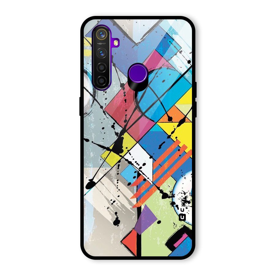 Abstract Paint Shape Glass Back Case for Realme 5 Pro