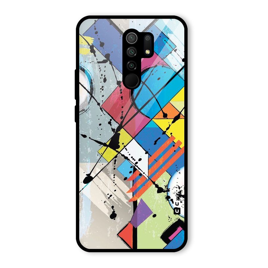Abstract Paint Shape Glass Back Case for Redmi 9 Prime