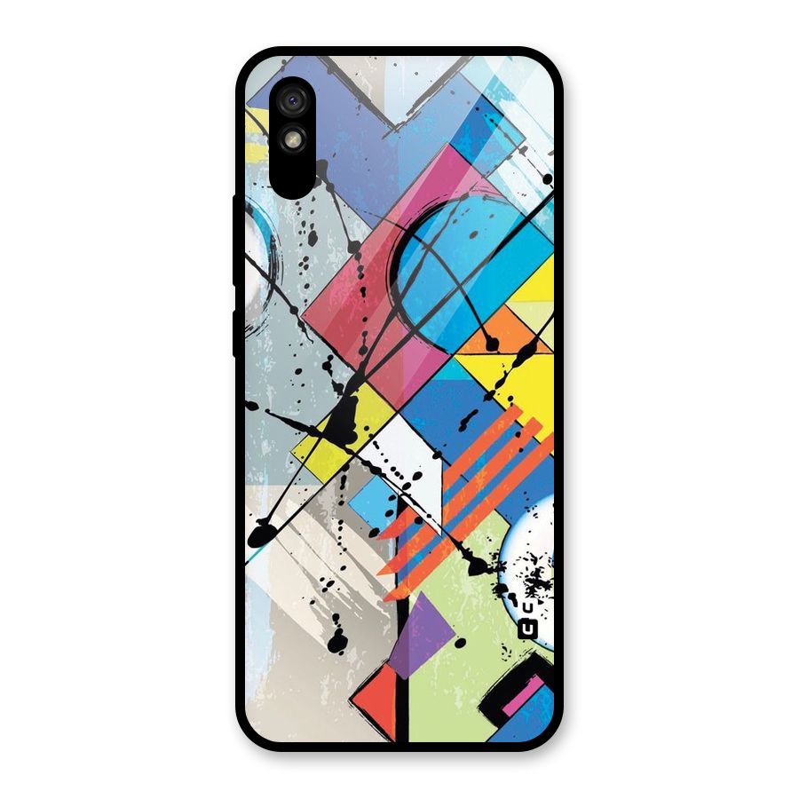 Abstract Paint Shape Glass Back Case for Redmi 9i