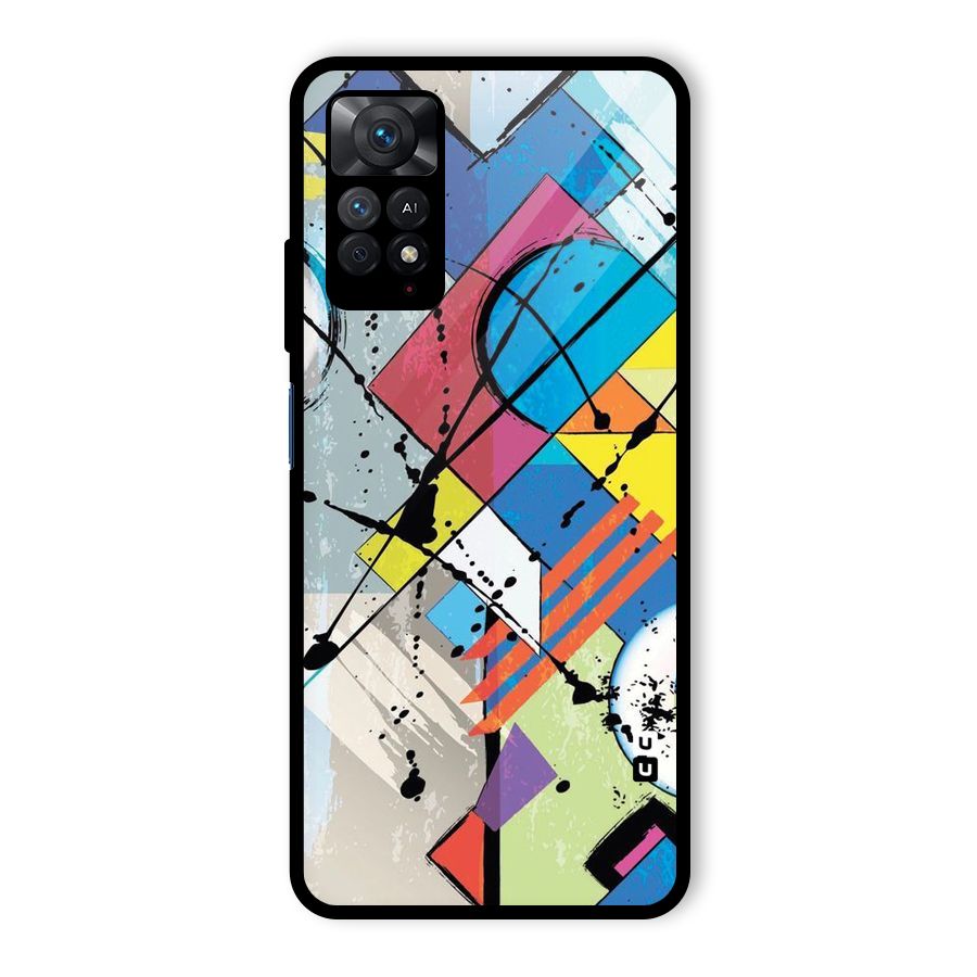 Abstract Paint Shape Glass Back Case for Redmi Note 11 Pro