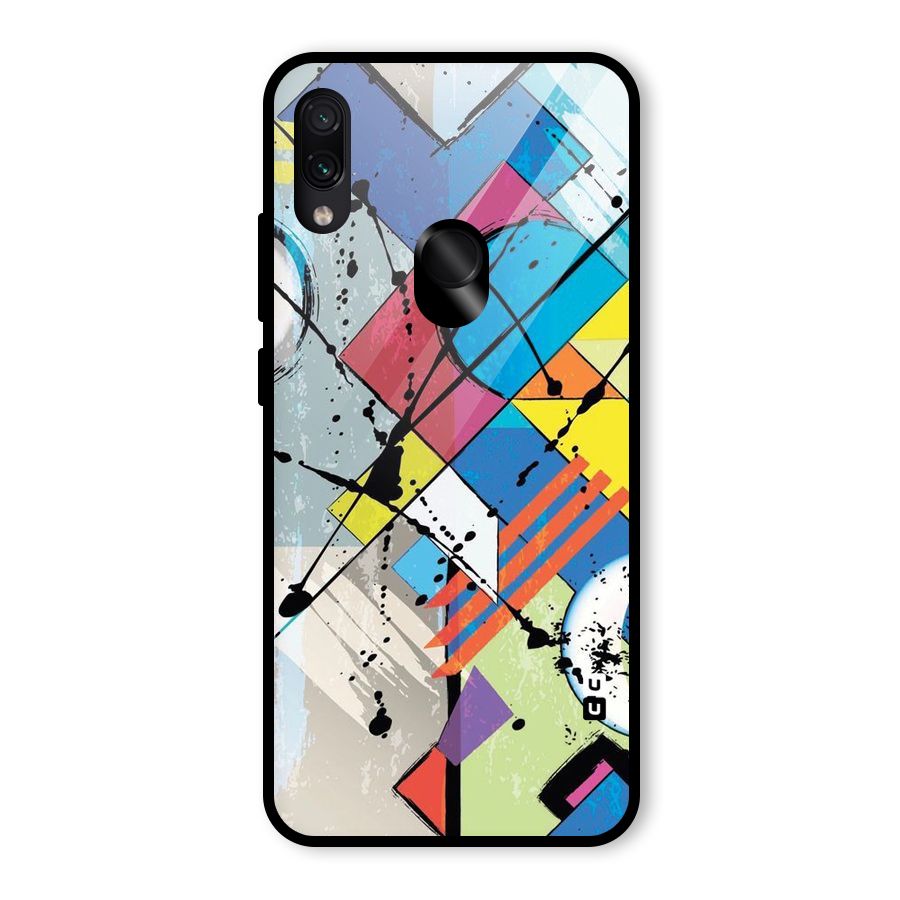 Abstract Paint Shape Glass Back Case for Redmi Note 7S