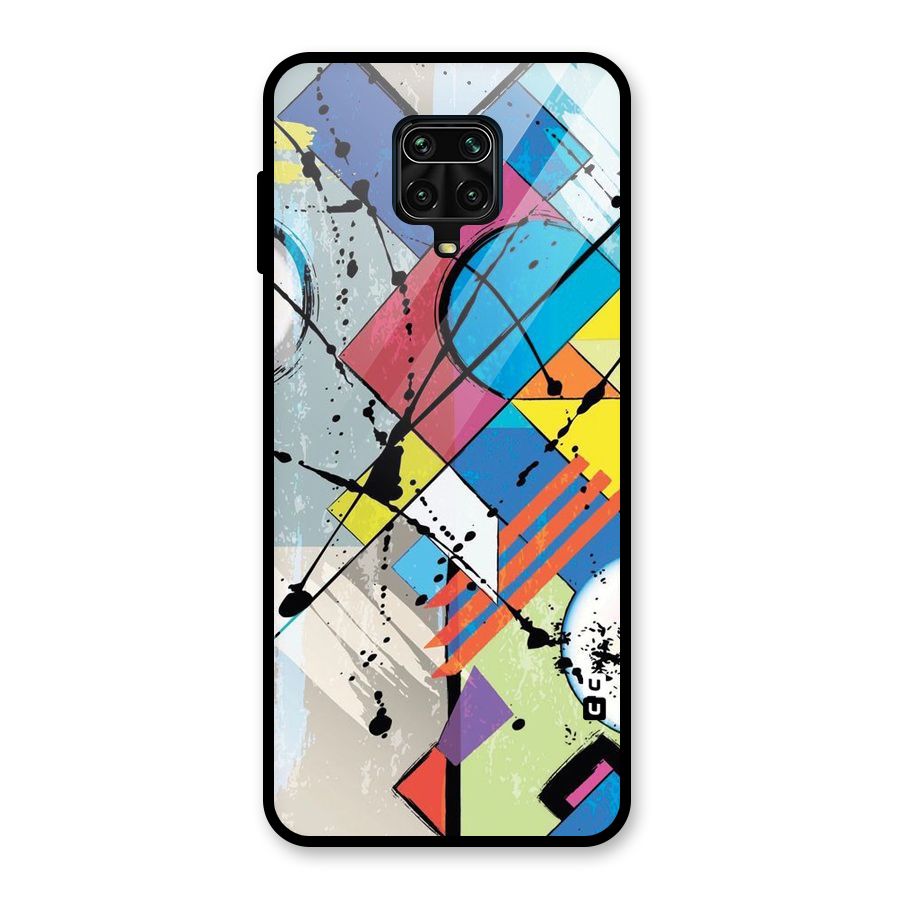 Abstract Paint Shape Glass Back Case for Redmi Note 9 Pro