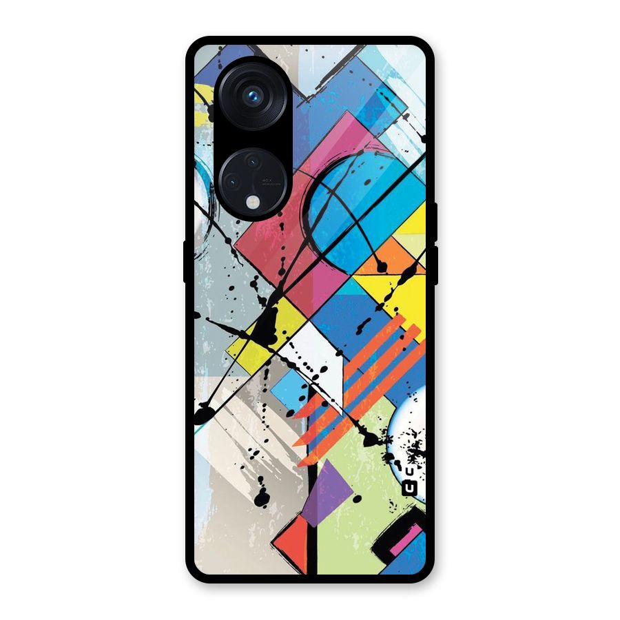 Abstract Paint Shape Glass Back Case for Reno8 T 5G