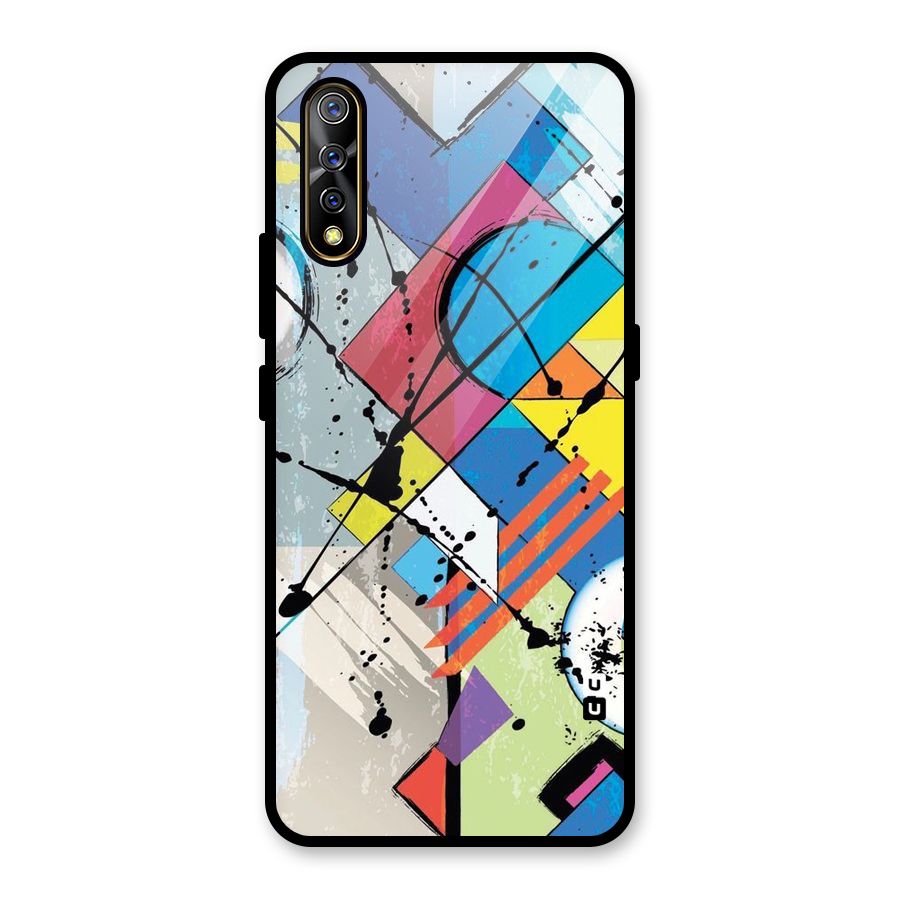 Abstract Paint Shape Glass Back Case for Vivo S1