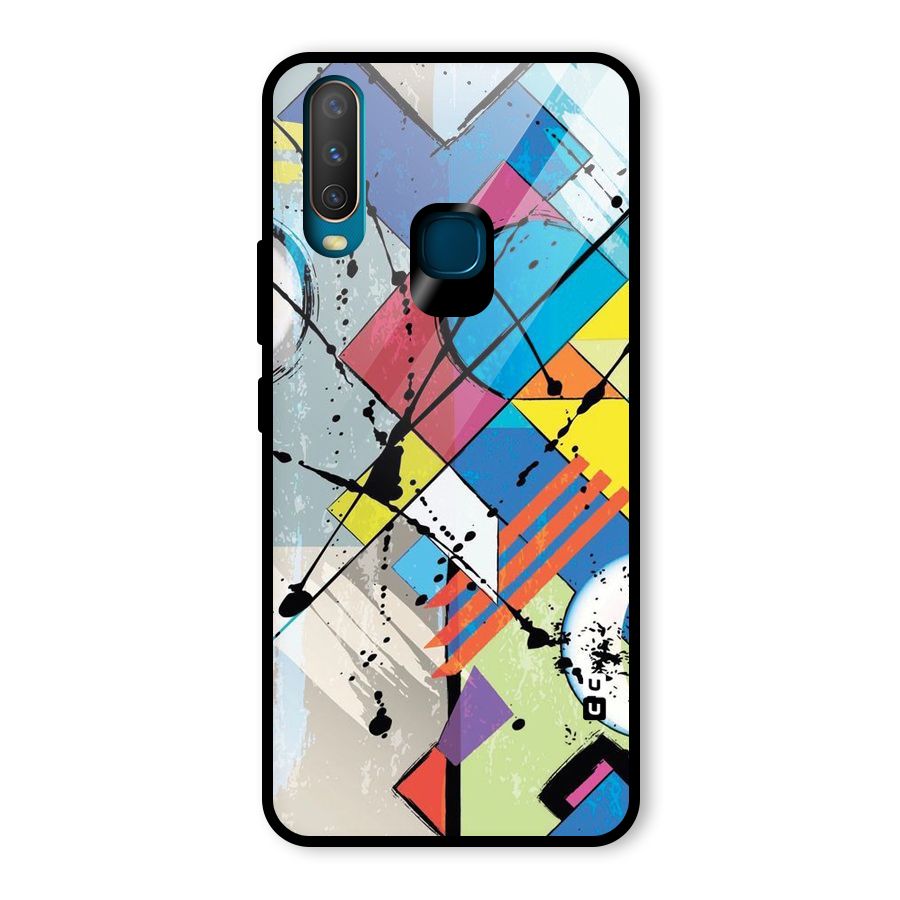 Abstract Paint Shape Glass Back Case for Vivo U10