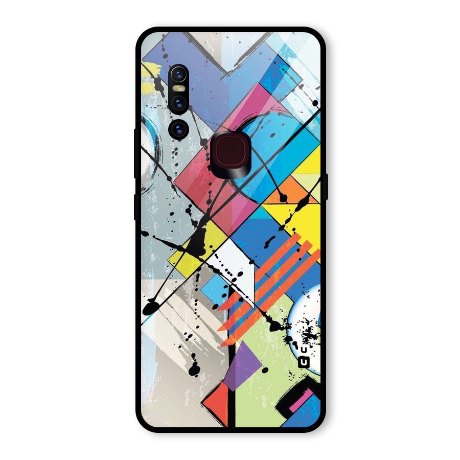 Abstract Paint Shape Glass Back Case for Vivo V15