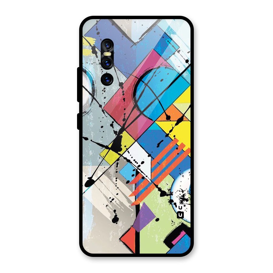 Abstract Paint Shape Glass Back Case for Vivo V15 Pro