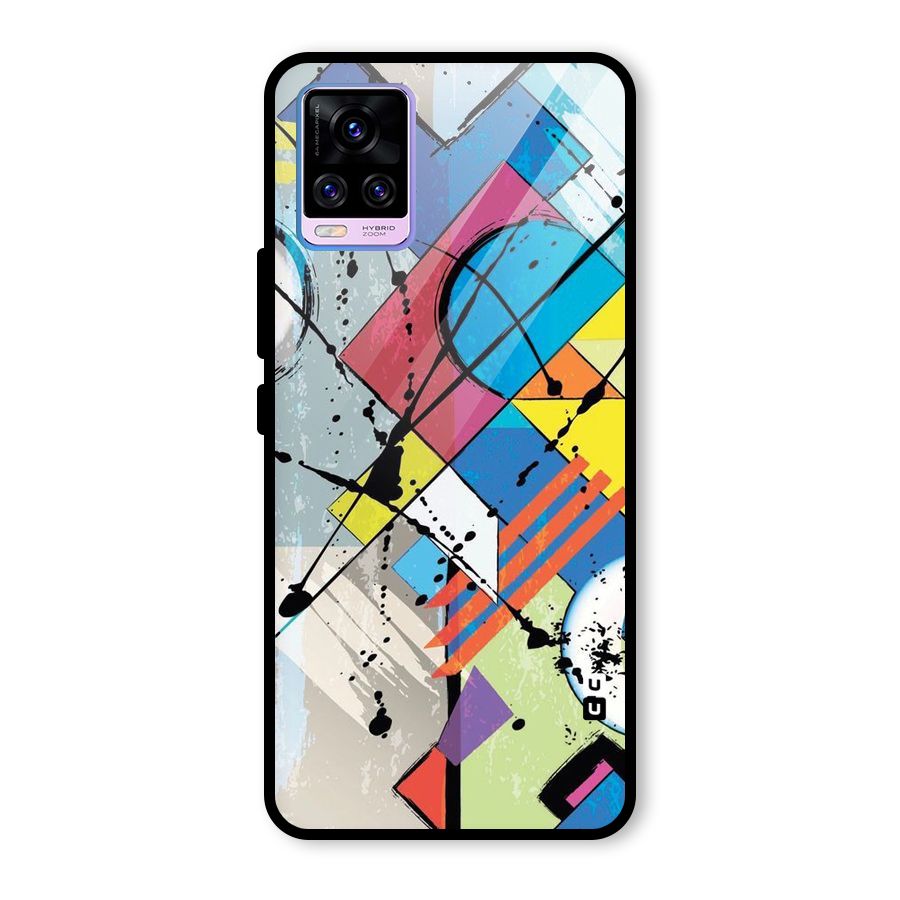 Abstract Paint Shape Glass Back Case for Vivo V20 Pro