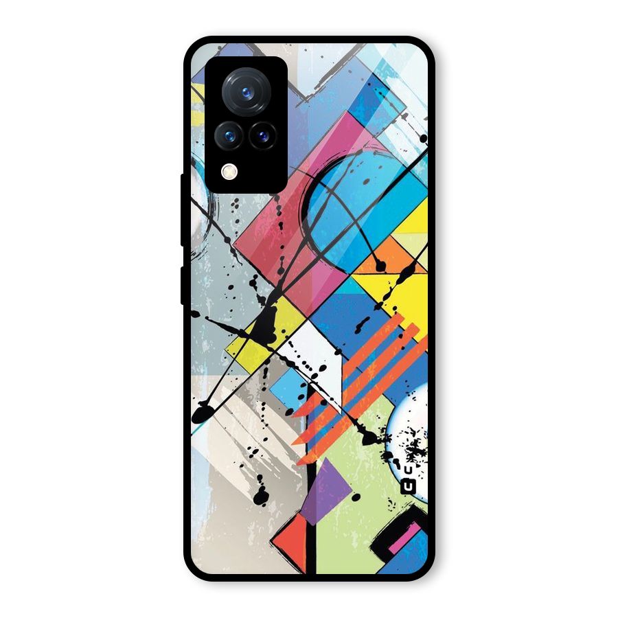Abstract Paint Shape Glass Back Case for Vivo V21 5G