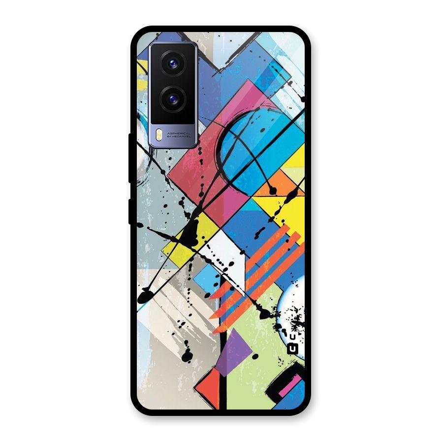 Abstract Paint Shape Glass Back Case for Vivo V21e 5G