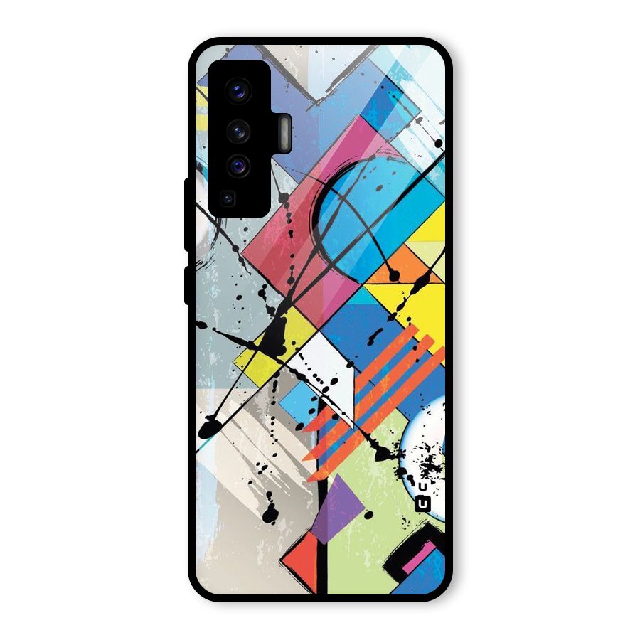 Abstract Paint Shape Glass Back Case for Vivo X50