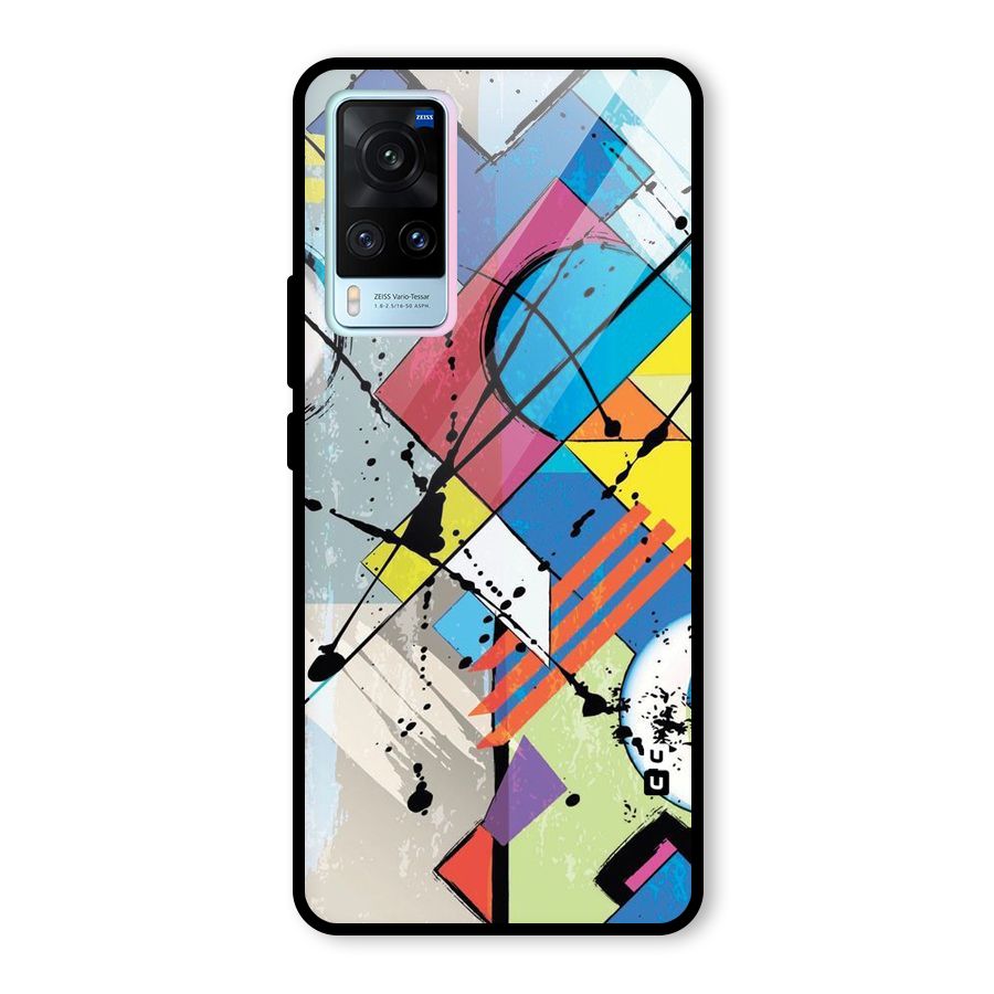 Abstract Paint Shape Glass Back Case for Vivo X60