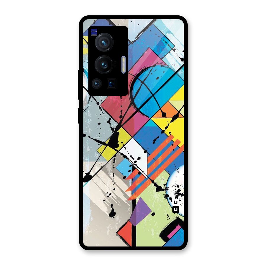 Abstract Paint Shape Glass Back Case for Vivo X70 Pro