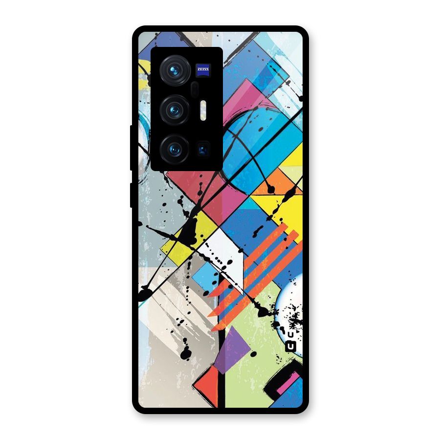 Abstract Paint Shape Glass Back Case for Vivo X70 Pro Plus