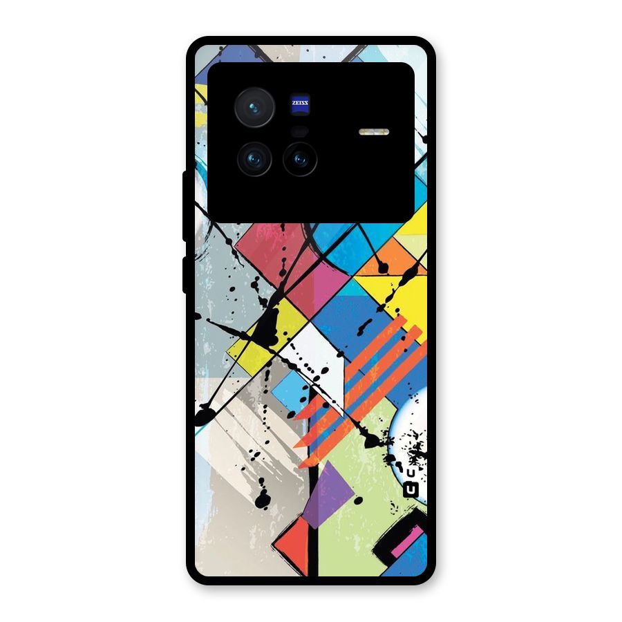 Abstract Paint Shape Glass Back Case for Vivo X80