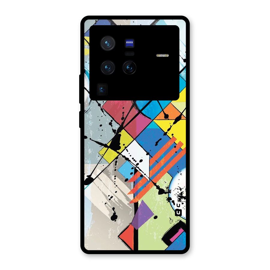 Abstract Paint Shape Glass Back Case for Vivo X80 Pro