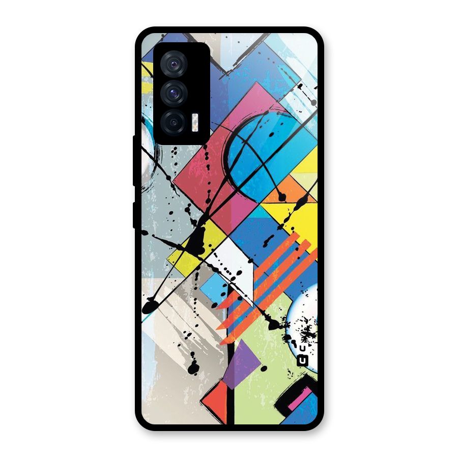 Abstract Paint Shape Glass Back Case for Vivo iQOO 7 5G