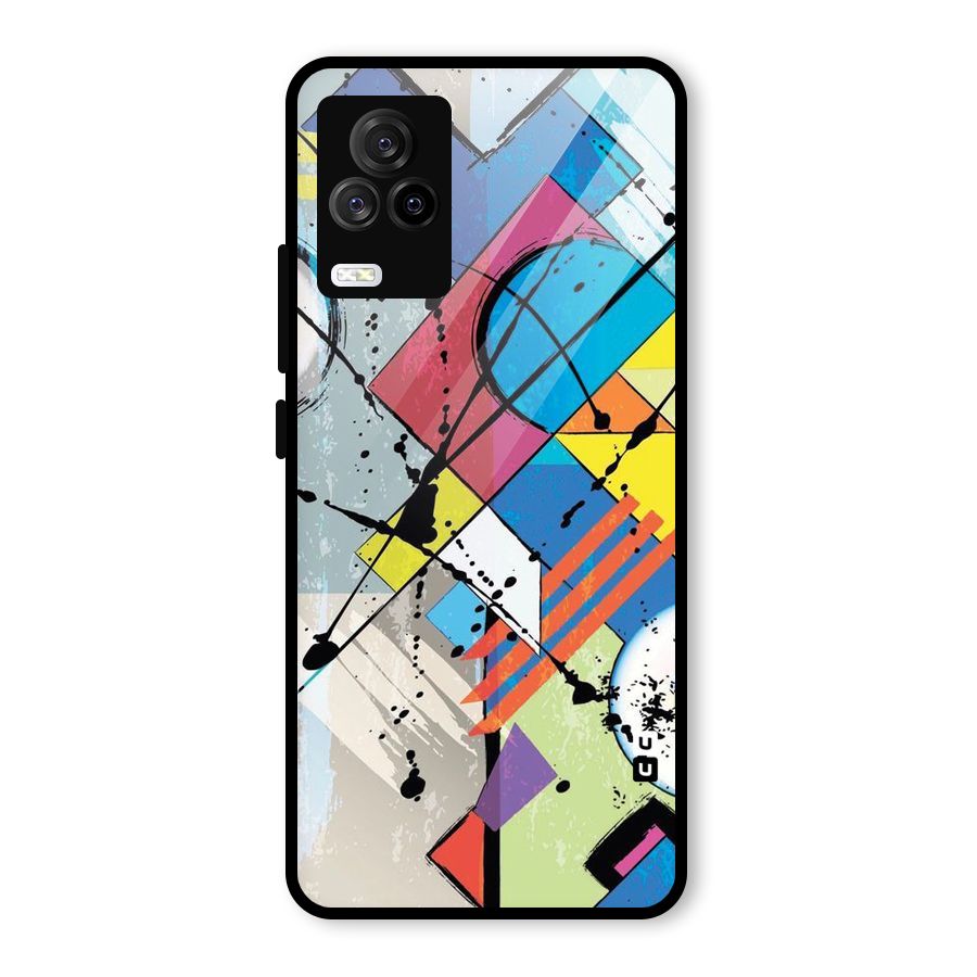 Abstract Paint Shape Glass Back Case for Vivo iQOO 7 Legend 5G