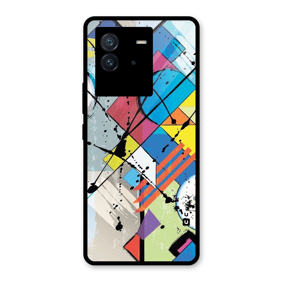 Abstract Paint Shape Glass Back Case for Vivo iQOO Neo 6 5G