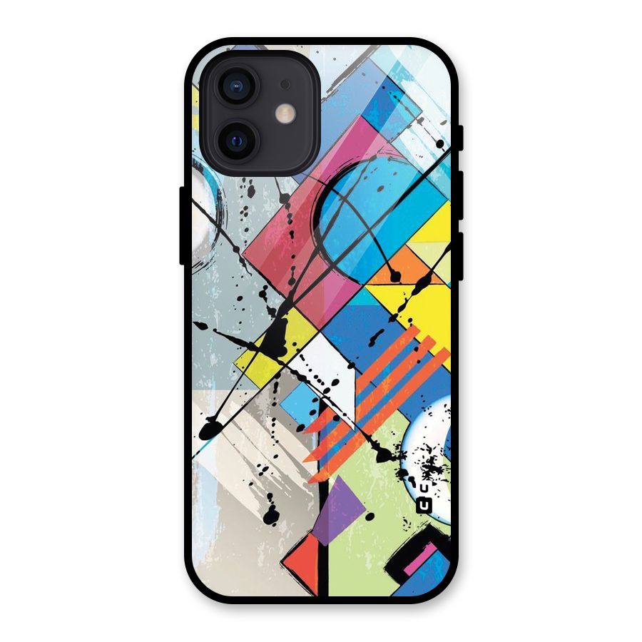 Abstract Paint Shape Glass Back Case for iPhone 12