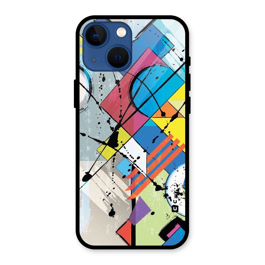 Abstract Paint Shape Glass Back Case for iPhone 13 Mini
