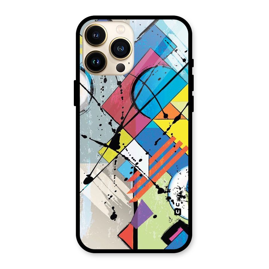 Abstract Paint Shape Glass Back Case for iPhone 13 Pro Max
