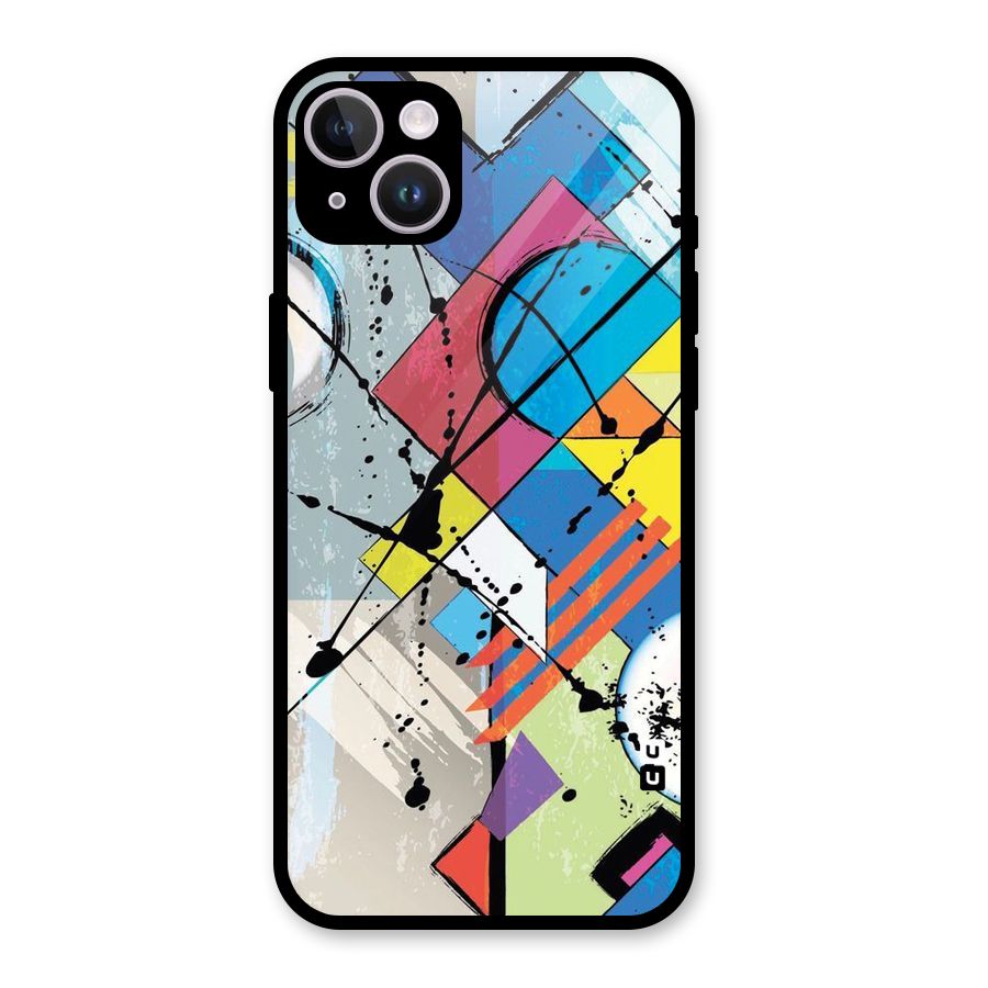 Abstract Paint Shape Glass Back Case for iPhone 14 Plus