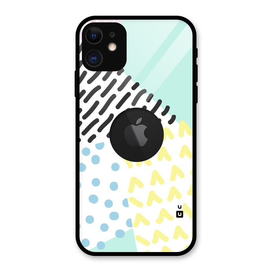 Abstract Pastel Glass Back Case for iPhone 11 Logo Cut