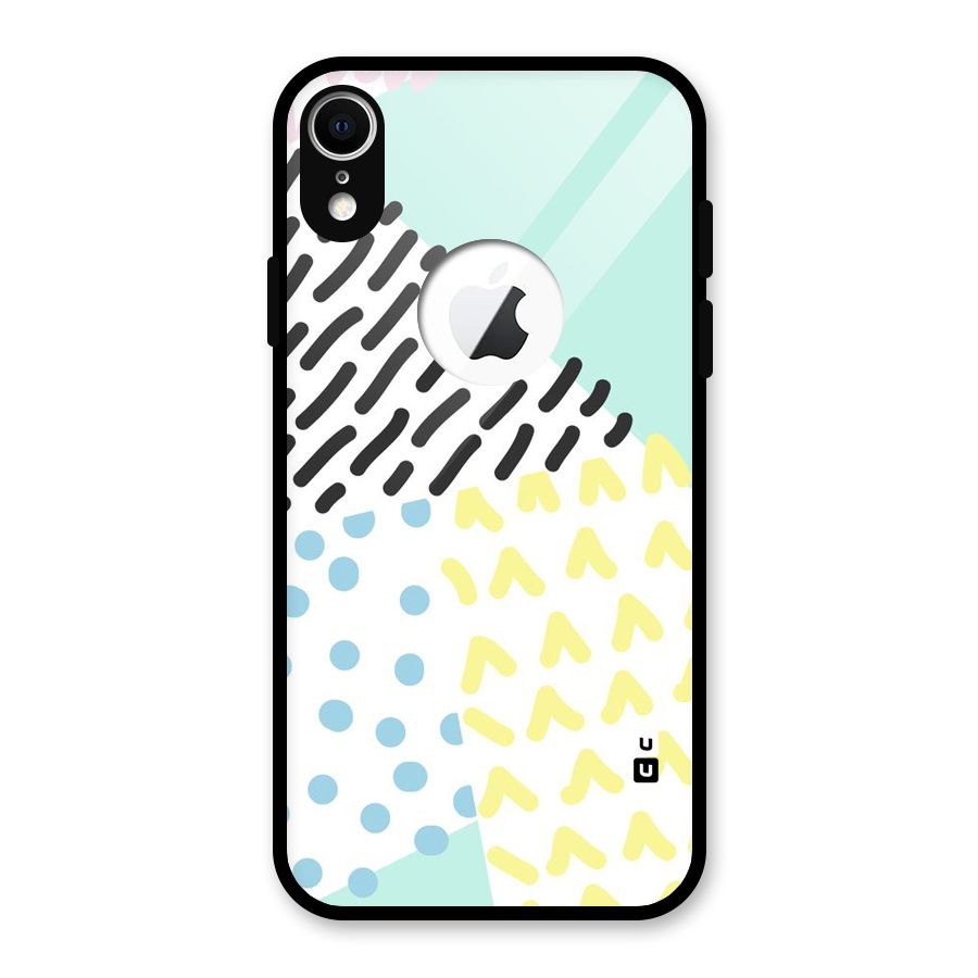 Abstract Pastel Glass Back Case for iPhone XR Logo Cut