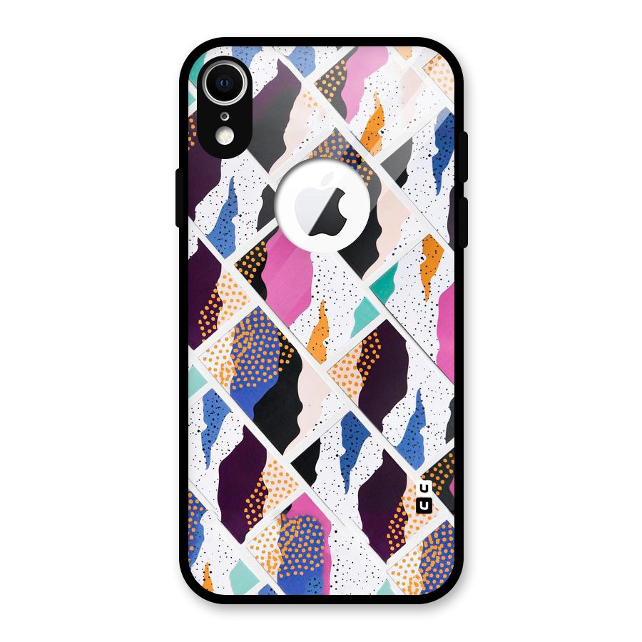 Abstract Polka Glass Back Case for iPhone XR Logo Cut
