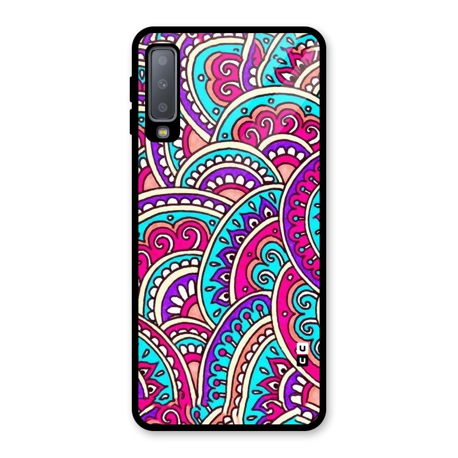 Abstract Rangoli Design Glass Back Case for Galaxy A7 (2018)