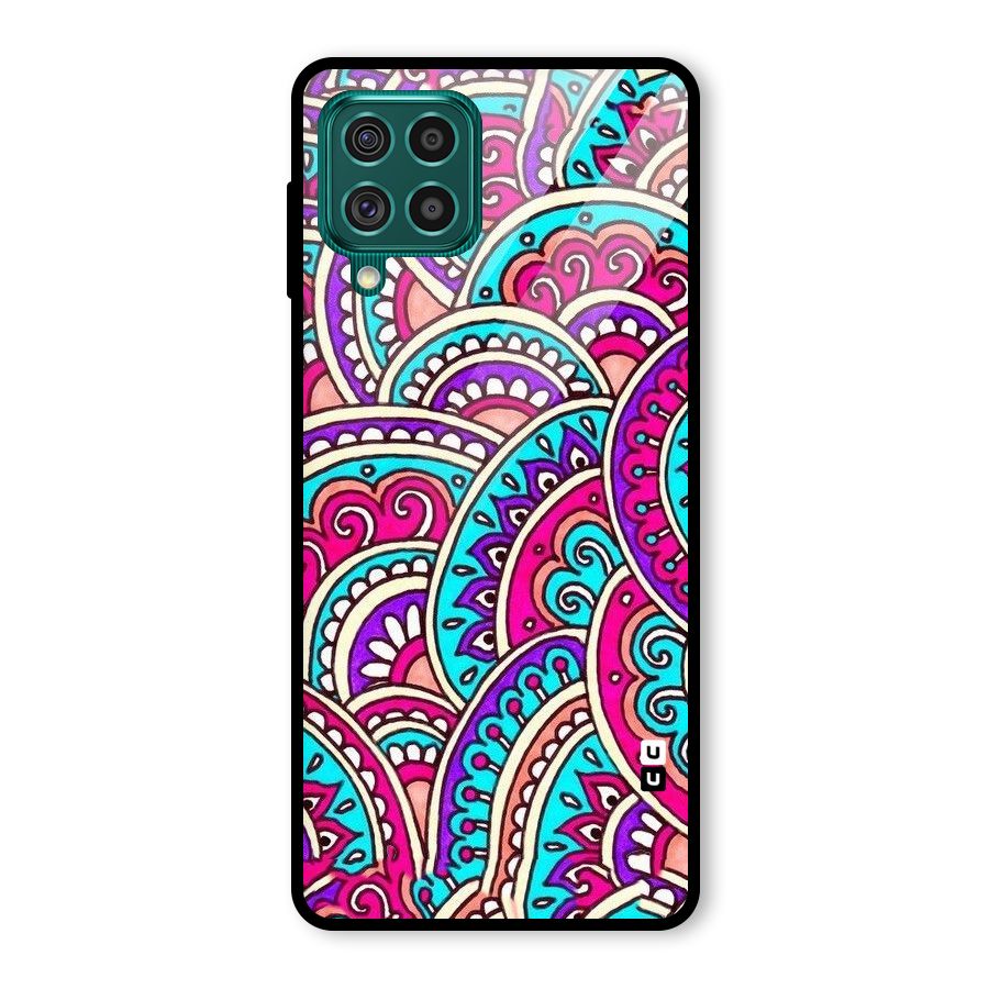 Abstract Rangoli Design Glass Back Case for Galaxy F62
