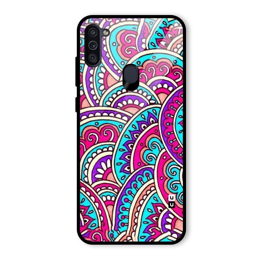 Abstract Rangoli Design Glass Back Case for Galaxy M11