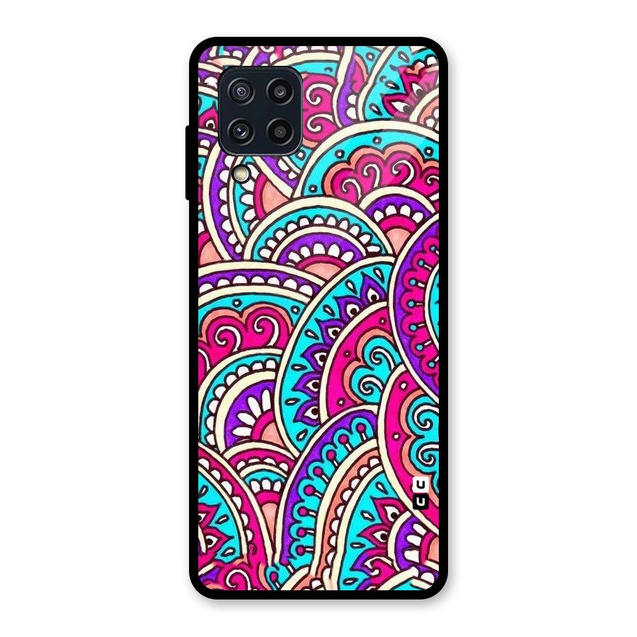 Abstract Rangoli Design Glass Back Case for Galaxy M32