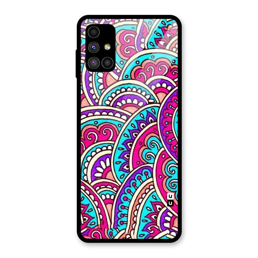 Abstract Rangoli Design Glass Back Case for Galaxy M51